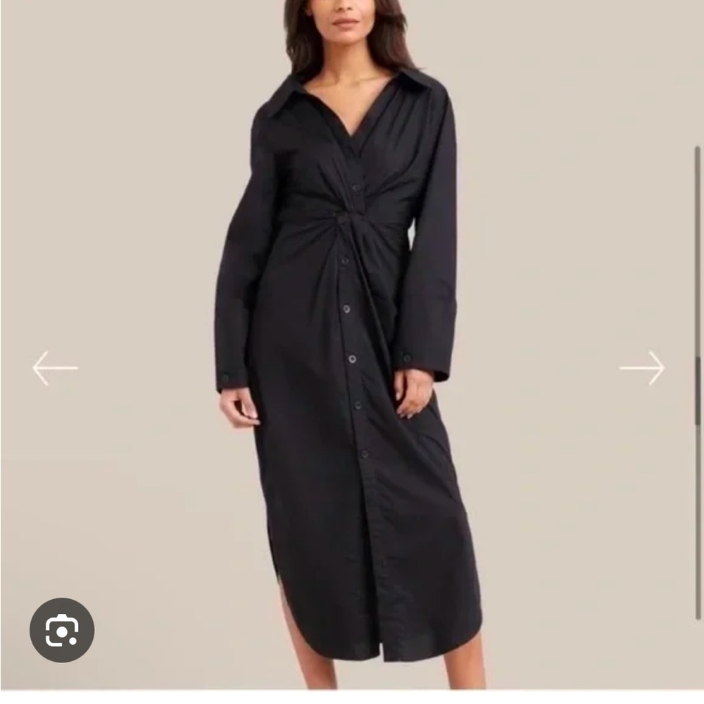 Modern Citizen Taylor black cotton maxi twisted button down dress, size M